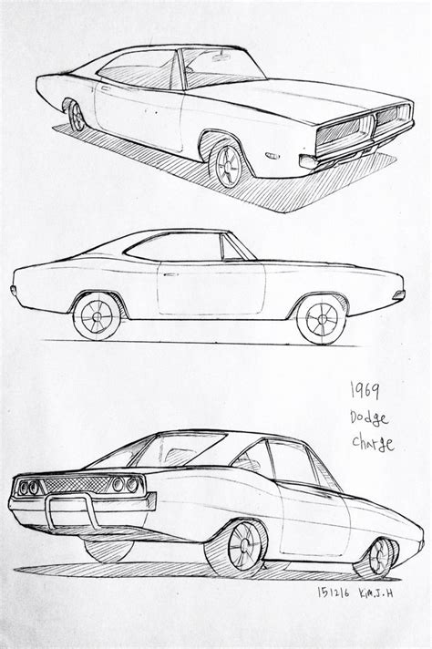 Car Drawing 151216 1969 Dodge Charger Prisma On Paper Kimjh | Car drawings, Car design sketch ...