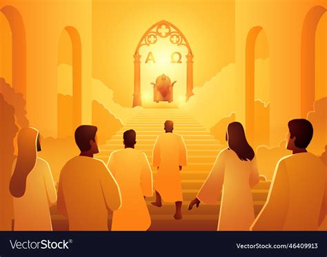 Jesus sits on the throne of heaven welcoming Vector Image