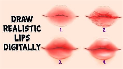 How To Draw Realistic Lips Digitally | Step by Step Tutorial | Follow Along - YouTube in 2020 ...