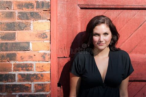 Happy Girl Alone stock image. Image of barn, person, brown - 15881383