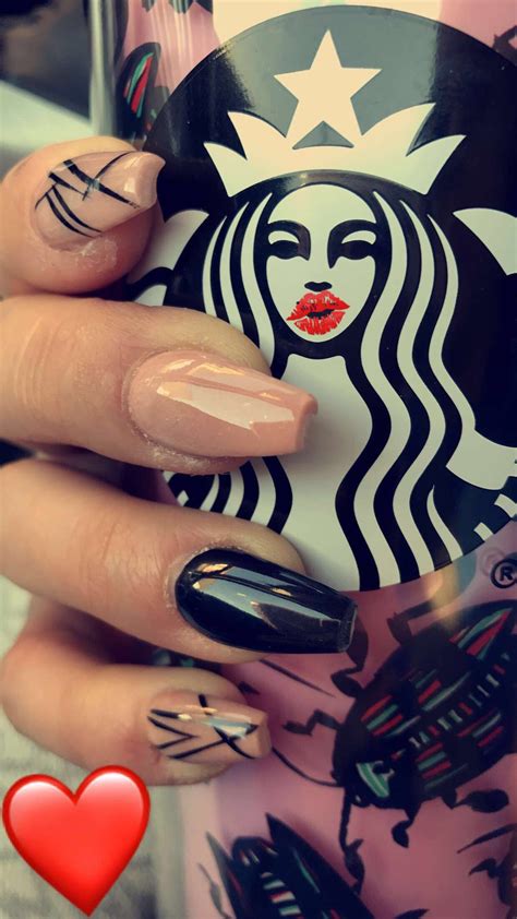 Nude and black acrylic nails #nailsbybeth #theluxereedley I Love Nails ...
