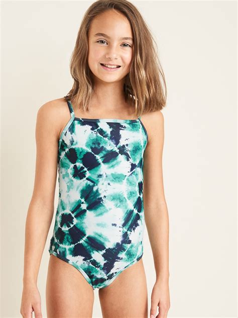Square-Neck Graphic Swimsuit for Girls em 2020 | Roupas de crianças