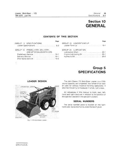 John Deere 170 Skid-Steer Loader Technical Service Manual - TM1075