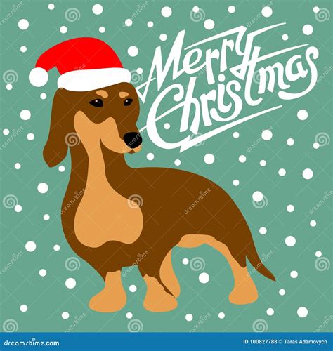 Happy New Year Dog Card Vector Illustration Flat Stock Vector - Illustration of christmas, year ...