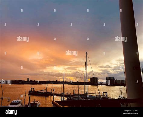 Sunset at Portsmouth harbour Stock Photo - Alamy