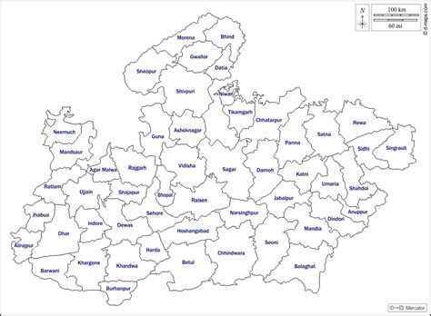 Madhya Pradesh free map, free blank map, free outline map, free base ...