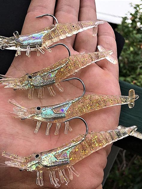 4 x Rigged Prawn Shrimp Fishing Lure Soft Plastic Baits Lure Flathead Barra Jew | eBay