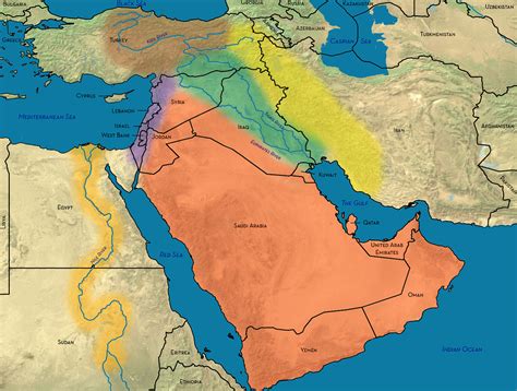 Middle East Physical Map