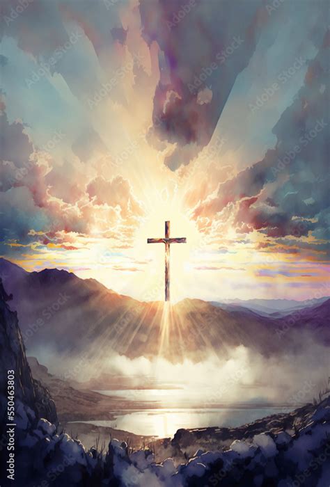 Spiritual illustration jesus cross christianity background art crucifix god religion artwork ...