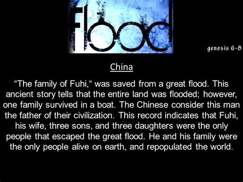 Chinese flood legend : Fuhi and his family. Eight people in a boat repopulate… | Flood, Ancient ...