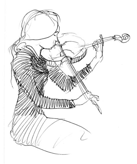 Drawing of a girl playing the violin at a recital in Claremont, CA. | Girl playing violin sketch ...