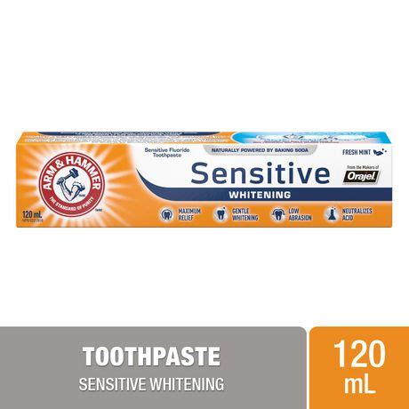 Arm & Hammer Sensitive Whitening Toothpaste, 120mL | Walmart Canada