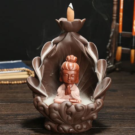 Aliexpress.com : Buy The Monk Buddha Backflow Incense Cones Burner Lotus Pond Creative Classical ...