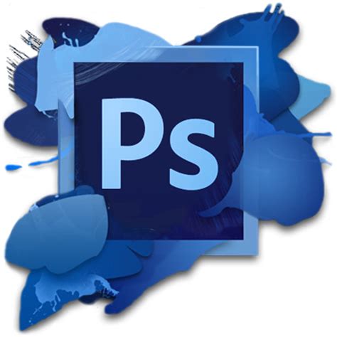 the adobe photoshop logo is shown in blue and white with an abstract design on it