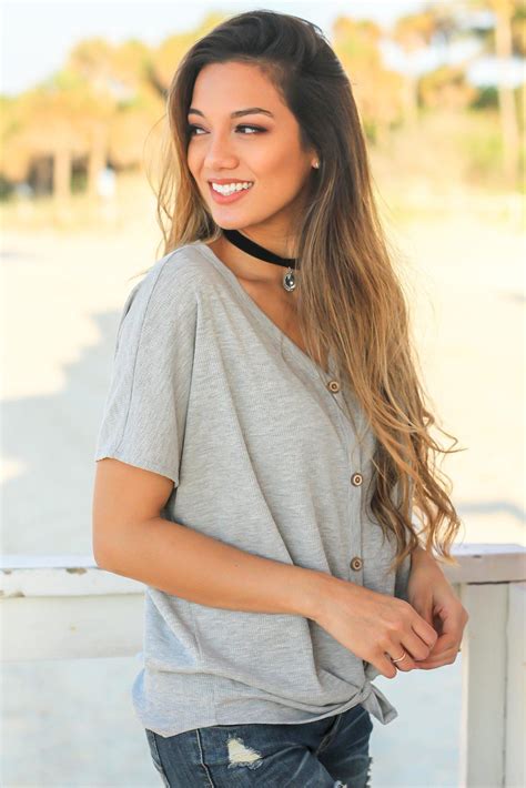 Heather Gray Top with Buttons | Cute Tops – Saved by the Dress