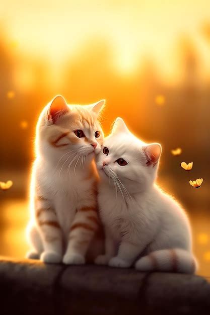 Premium Photo | A cat and a butterfly wallpaper