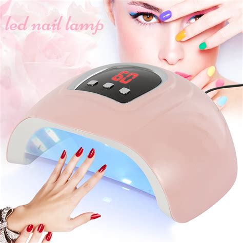 54W Professional UV Gel Nail Lamp with LED Light Nail Polish Quick Dryer and Nail Care-Pink ...