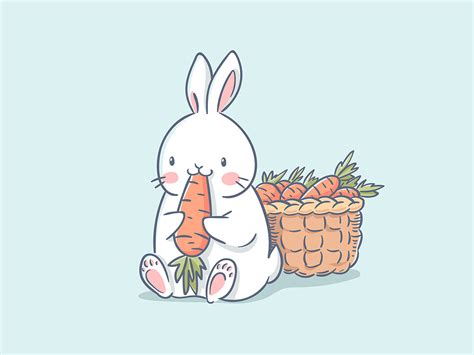 Cute rabbit eat a carrot. Vector illustration. by Nina Pykhtina on Dribbble