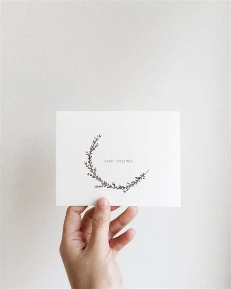 Minimal Minimalist Half Wreath Card/ Holiday Cards / Card Set | Etsy | Minimalist christmas card ...