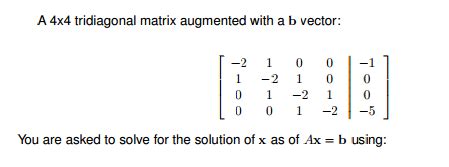 Solved A 4 times 4 tridiagonal matrix augmented with a b | Chegg.com