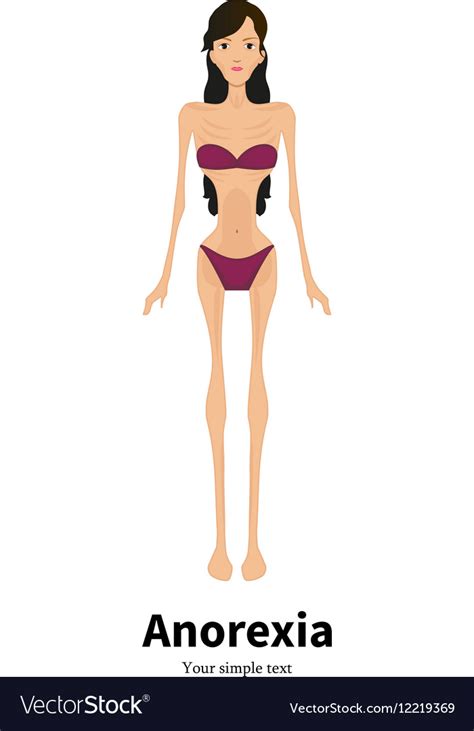 Cartoon girl with anorexia nervosa Royalty Free Vector Image