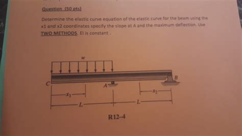 Question (50 pts Determine the elastic curve equation of the elastic curve for the beam using ...