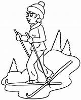 Cross Country skiing coloring Page sketch template