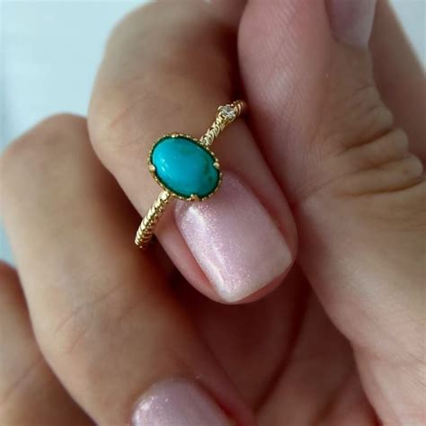 Turquoise Ring | 14k Gold Turquoise Ring With 925 Silver