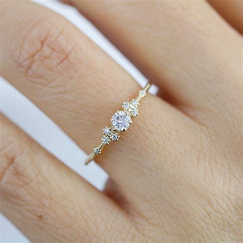 Simple Engagement Ring, Engagement Ring Gold Diamond, Delicate ...