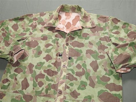 USMC Marine US WW2 P-44 FROGSKIN CAMO HBT COMBAT FATIGUE SHIRT EXC Vtg ...