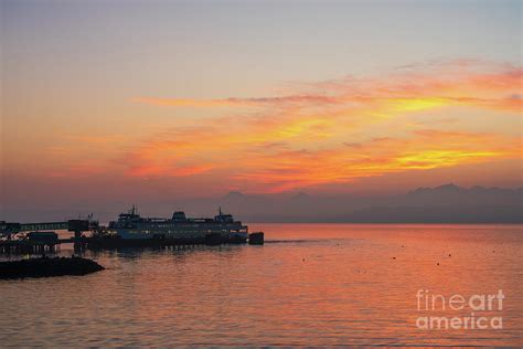 Edmonds Ferry Sunset Serenity Photograph by Mike Reid - Fine Art America