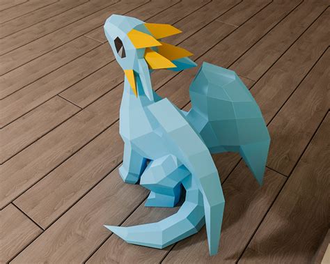 15+Simple Blue Dragon Papercraft Template - Kaydensz