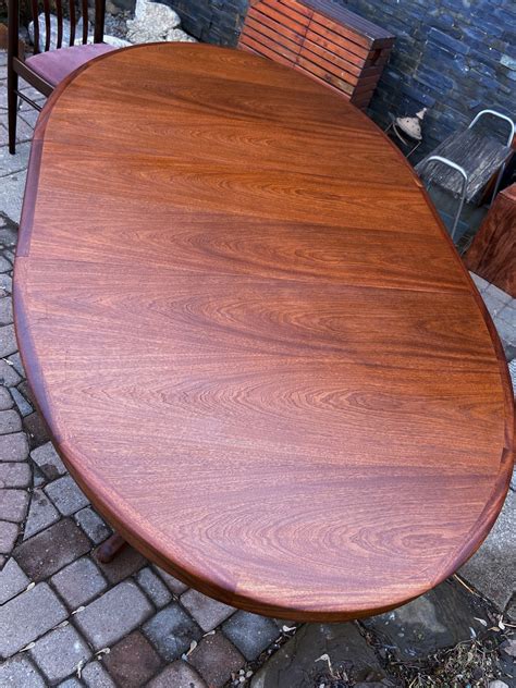 REFINISHED Danish MCM Mahogany Dining Table w 2 Leaves 65"-104" and 8