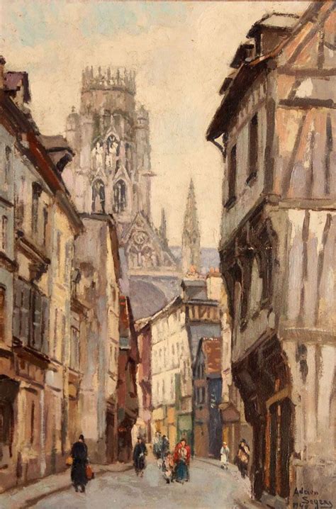 Adrien Segers, La rue Damiette, Rouen, 1940. A l'arrière-plan, l'église ...