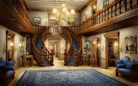 HD wallpaper: mansion house hallway painting, light, carpet, interior, art | Wallpaper Flare