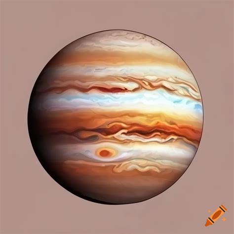 Planet jupiter in colors of pale shades of brown, orange, red, and white, centered 3d vector ...