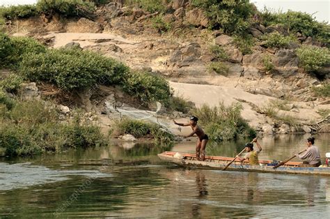 Fishing on the Mekong River - Stock Image - C027/3416 - Science Photo ...