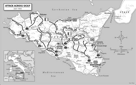 Allied Attack Across Sicily, July 1943 The... - Maps on the Web