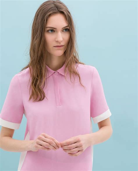 Image 1 of TWO-TONE POLO SHIRT from Zara Polo Shirt Outfits, Polo Shirt Design, Polo Tees ...