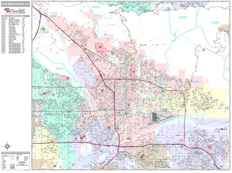 San Bernardino California Wall Map (Premium Style) by MarketMAPS