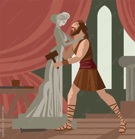 Pygmalion and galatea living statue mythology greek myth Stock Vector ...