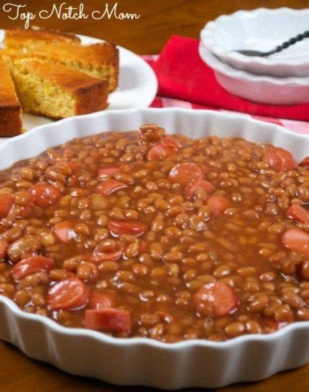 Baked Beans & Hot Dogs | www.topnotchmom.com | Baked beans, Baked hot ...