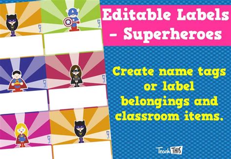 Superhero Name Tags - 2 - Editable - Printable Teacher Resources and ...