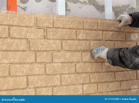 Installing Brick Siding on the Wall of the House Stock Photo - Image of house, employee: 171573380