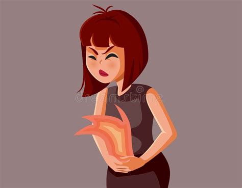 Sick Woman Feeling a Burning Sensation in the Stomach Stock Vector ...