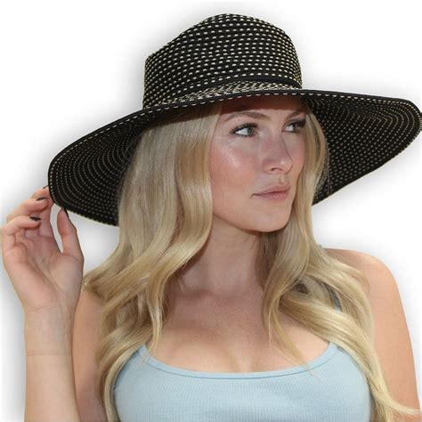 Del Mar - Women's Packable Wide Brim Casual Sun Hat (Black) | Sun hats ...