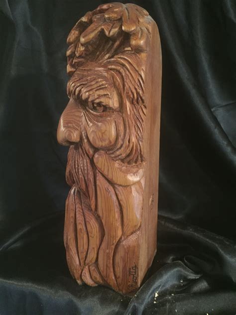 Wood Carved Wizard Oak Leaf Wizard Wood Sculpture - Etsy