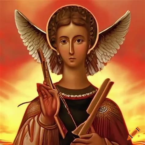 St. gabriel the archangel delivering message with binary code streaming out of a scroll on Craiyon