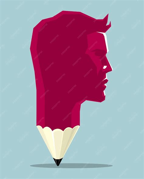 Premium Vector | Portrait and pencil. Isolated on blue background.