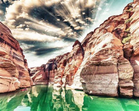 Antelope Canyon at Sunset, Lake Powell, Arizona Stock Image - Image of ...